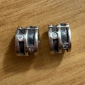 2 Pandora Sparkling Row Clip Charms Cubic Zirconia Sterling Silver ALE 925